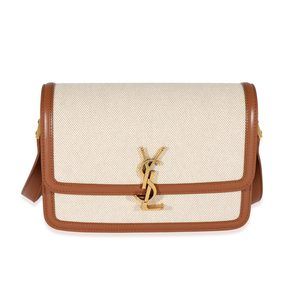 Saint Laurent Natural Canvas Medium Solferino Satchel